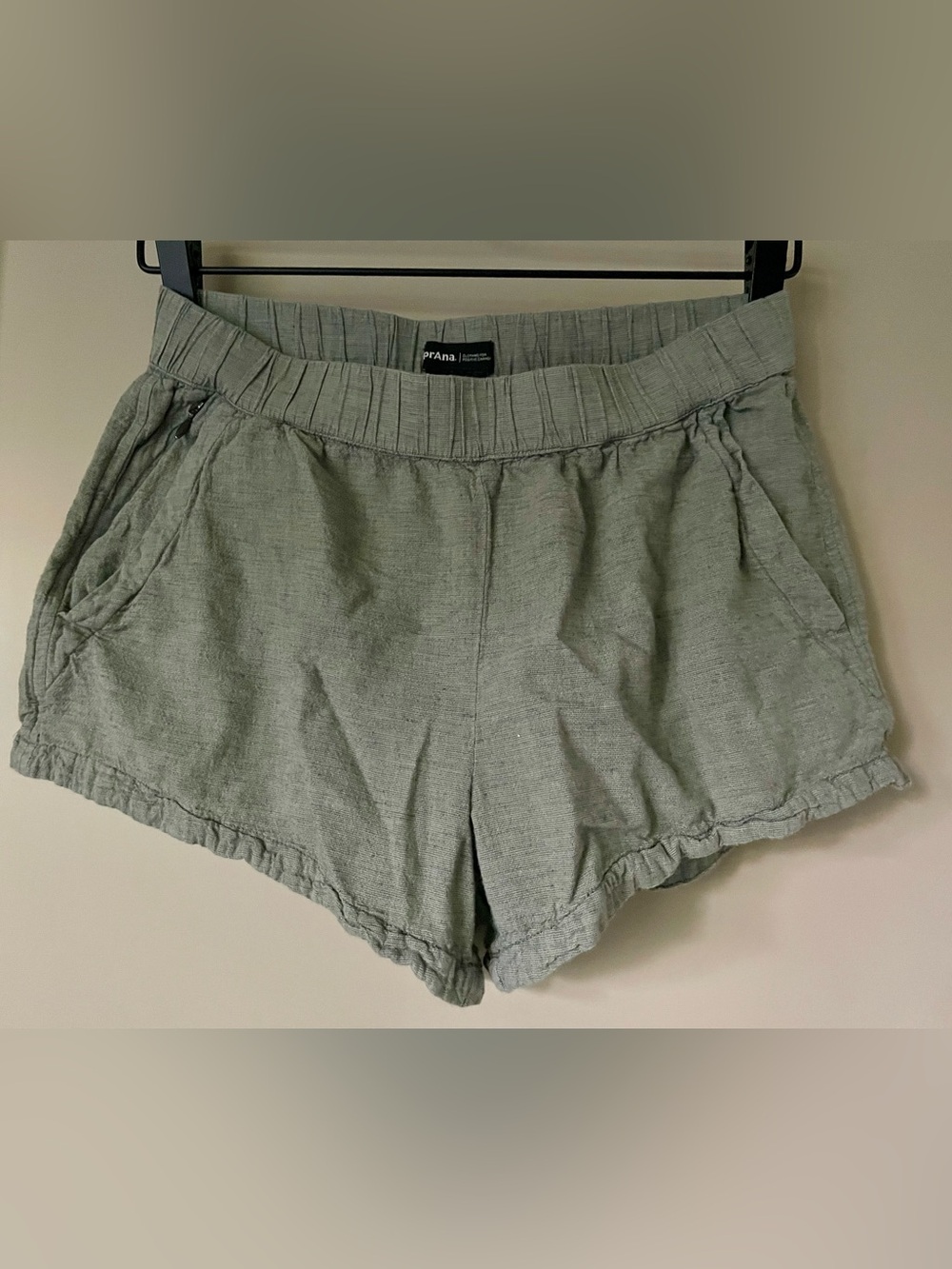 prAna June Day Shorts in Sweet Agave Green, Organic Cotton & Hemp, Women's XS
